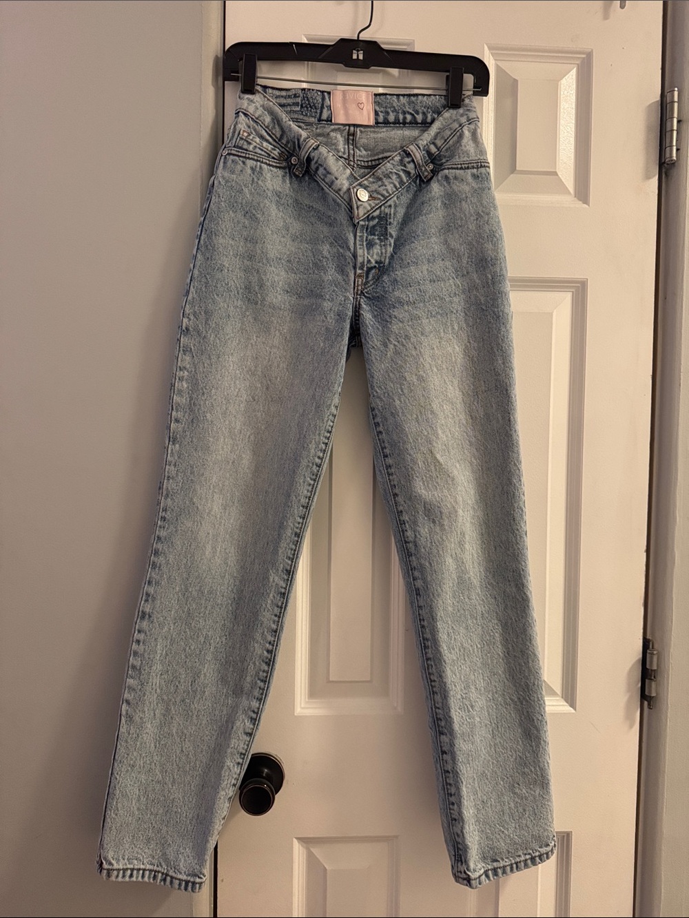 REVICE Light Blue Low V  Straight Leg Women's Jeans